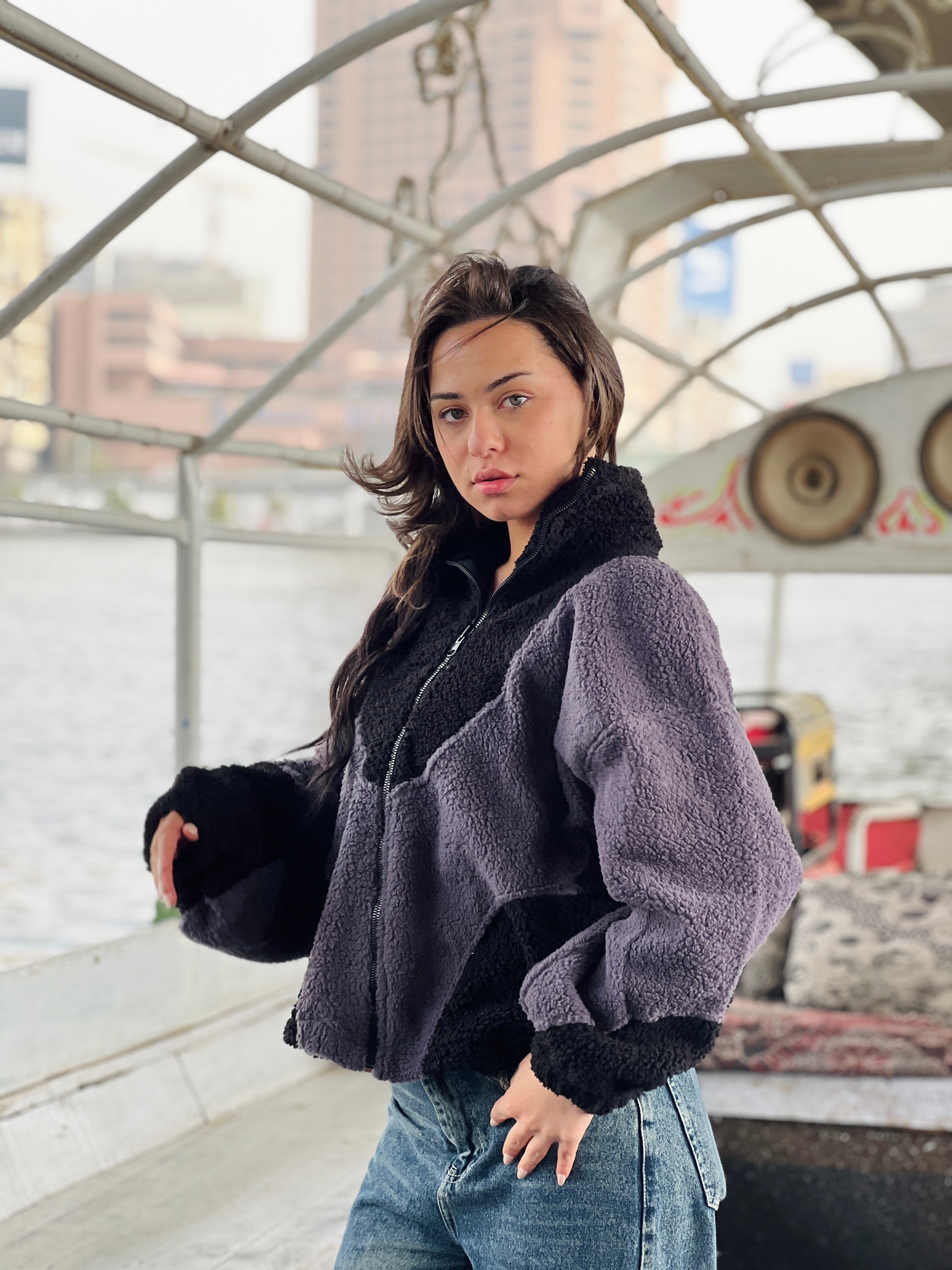 Cozy Jacket-Black and grey-