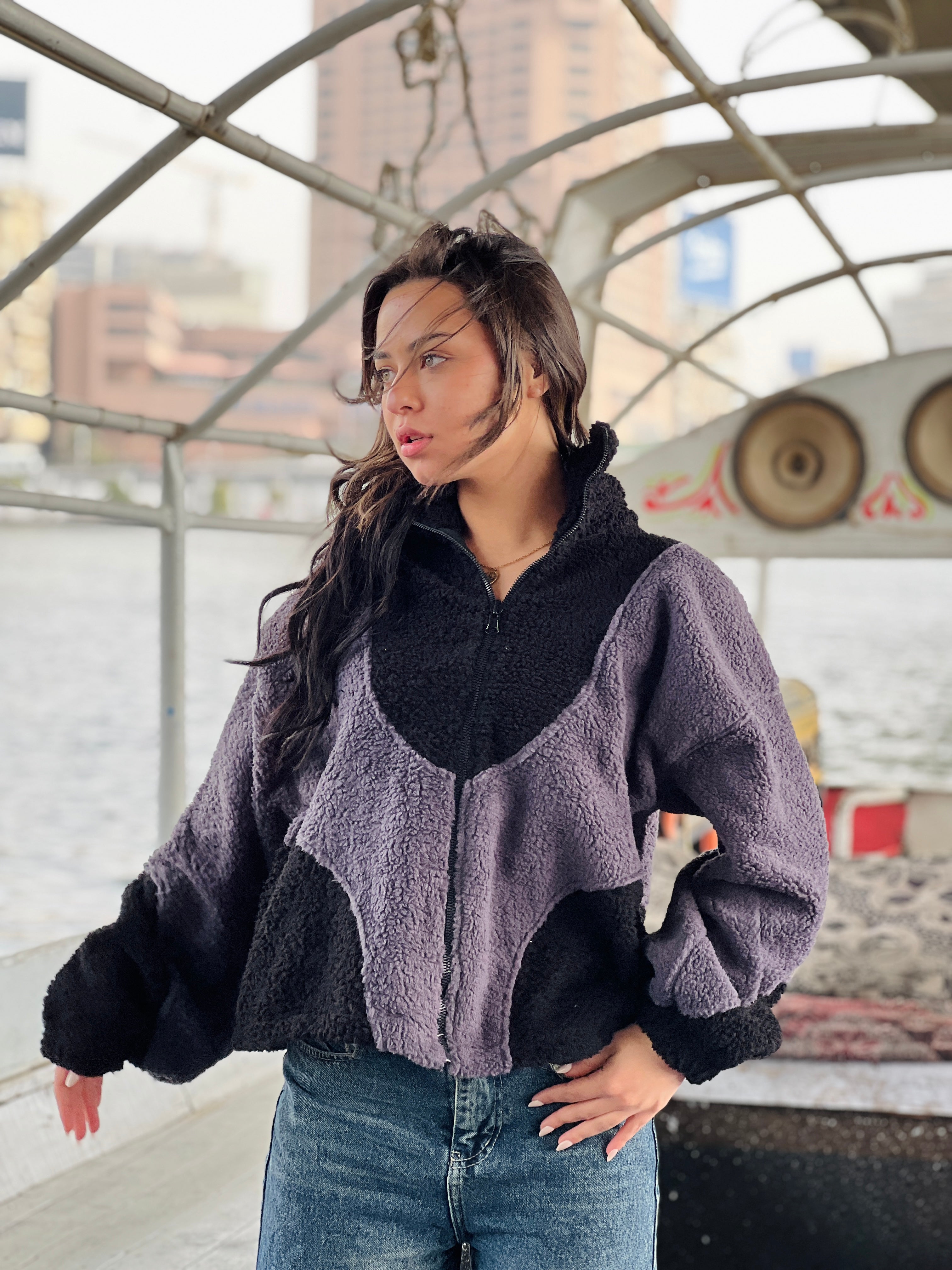 Cozy Jacket-Black and grey-