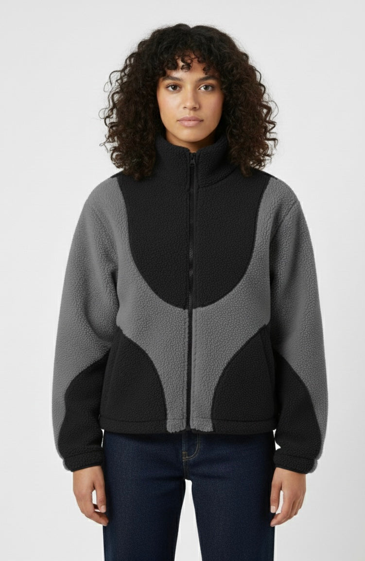 Cozy Jacket-Black and grey-