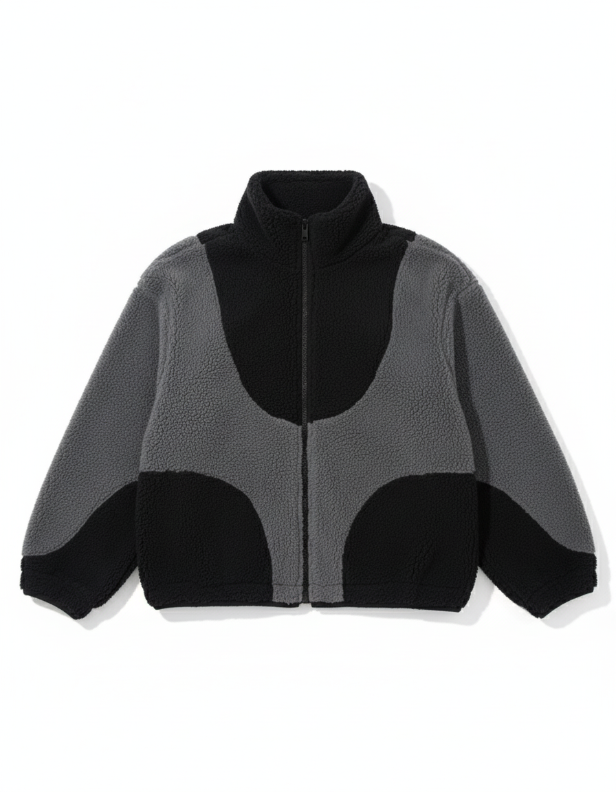 Cozy Jacket-Black and grey-