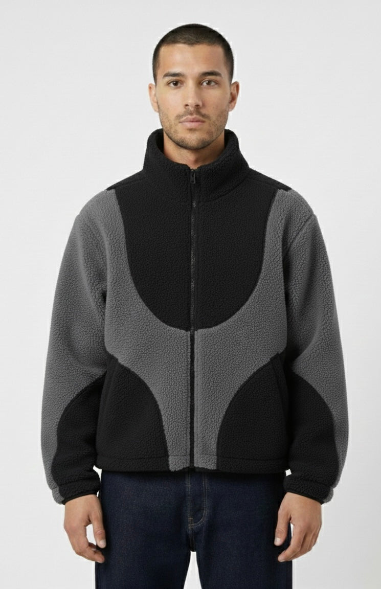 Cozy Jacket-Black and grey-