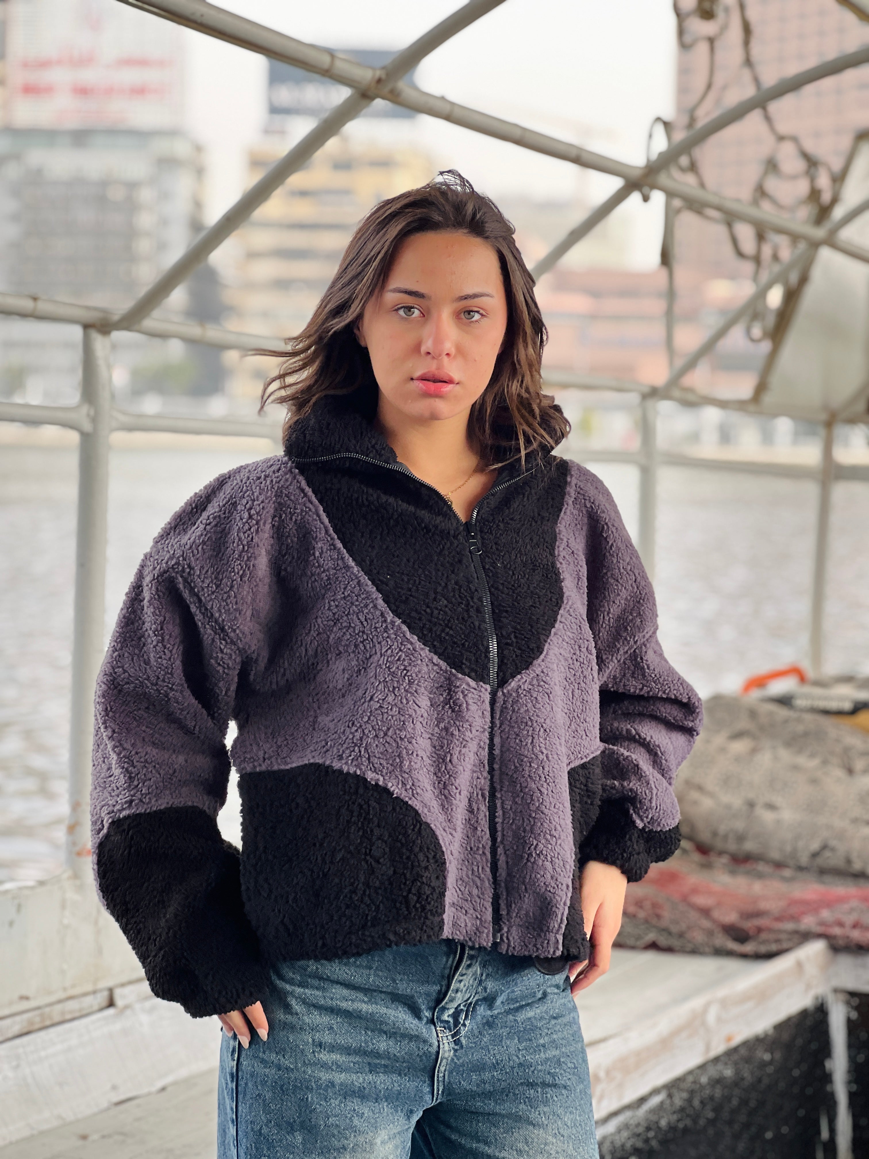 Cozy Jacket-Black and grey-